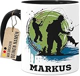 Tassenliebling® Angler Tasse personalisiert - Weiß - Geschenk für Angler - Angler Geschenk - Tasse mit Namen - Geschenke für Sportler - 330ml Keramik