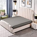 THXSILK 25 Momme Spannbettlaken Seide Bettlaken, 100% Maulbeerseide Bettwäsche Spannbetttuch, Seiden Bettlaken für Standardmatratze, 140x200+30cm, Holzkohle