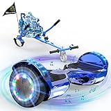 EVERCROSS 6,5' Hoverboards mit Sitz, Self Balance Scooter mit Bluetooth & LED, Hover Board mit Hoverkart mit 4Ah Batterie für Kinder Jügen Erwachsen Blau