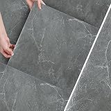 Peviasot PVC Bodenbelag, 30x30cm Vinylboden Rutschfest Wasserfest, Vinylboden Selbstklebend 4m²/44 Fliesen Dicke 1.5 mm, Bodenaufkleber für Küche Haus Bodenfliese (Grau Marmor)