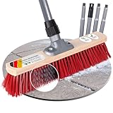 ORGAFLIX Straßenbesen mit Stiel 40 cm, Winterbesen mit Elaston Borsten und Drahtborsten, entfernt EIS, Schnee und Schmutz mühelos, extra stabil und langlebig, Made in Germany und Italy