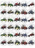 Ronnies-Bakery-Company 30pcs Traktor Kuchen Topper Essbare Oblaten Papier Orange oder Gelb für Geburtstag Cupcake Dekoration