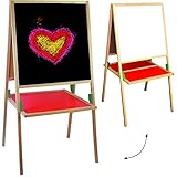 alles-meine.de GmbH 3 in 1: XL - Standtafel - Schreibtafel/Maltafel/Staffelei - aus Holz - 104 cm - mit Blackboard & Whiteboard - doppelseitig - beidseitig beschreibbar - Kre..