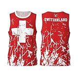 Basketballtrikot mit Schweiz Flagge, Körnung, Team-Up-Sport, 3D-Volldruck-Design, Trikots, Schwarz , XXL