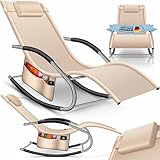 KESSER® Sonnenliege Relaxliege Schwungliege | Gartenliege | Gartenstuhl | Liegestuhl | Schaukelsessel | ergonomische Relaxsessel |Kopfkissen |wetterfest |150 kg Belastung |Inkl. Seitentasche, Beige