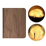 VIGAN Faltbare Buchlampe, LED, wiederaufladbar, 3 Farben, Nachtlicht, Geburtstagsgeschenk, leuchtende Buch-Tischlampe, Nachttischlampe, Umgebungslicht (schwarzes Walnuss, 14,5 x 11,5 cm)