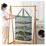 szdianhai Drying Rack Trockennetz,Lufttrocknungsnetz, Trockennetz,Trockennetz Hängend,mit Haken Netzgestell zum 4-Lagiges Mesh Trockennetz für KräUter,Polyamid+Stahldraht (4-lagiges)
