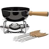 Silit Käsefondue-Set 9-teilig, Fondue für 6 Personen, Silargan Funktionskeramik, Induktion, spülmaschinengeeignet, Kasserolle Rechaud Brenner Fonduegabeln, 23 cm