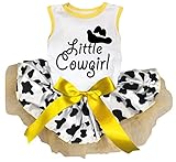 Petitebella Little Cowgirl Hundekleid für Welpen, Weiß / Kuh, Größe L