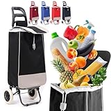 40Liter Wasserabweisender Trolley Einkaufstrolley Klappbar, Shopping Trolley, Einkaufswagen Faltbar, Einkaufstasche mit 2 Rädern, Einkaufskorb mit Rollen (Schwarz)