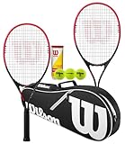 Wilson Federer Tennisschläger im Twin-Set mit Wilson Advantage Schlägertasche und 3 Championship Tennisbällen