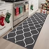 COSY HOMEER Küchenteppich rutschfest, 60 x 180 cm Küchenläufer Waschbar, Schmutzabweisend Läufer Küche Maschinenwaschbar für Küche, Waschküche, Eingang, Flur, Grau