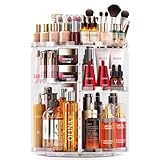 Auxmir Make Up Organizer mit 9 Einstellbaren Stufen, 360° Drehbar Schminktisch Kosmetik Organizer, Extra Größer Verbessert Schmink Organizer Skincare für Dresser Schlafzimmer Badezimmer, Transparent