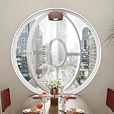JNPGVTCD Rundes Drehflügelfenster – 39,4 Zoll transparentes Glas mit Griff für Badezimmer, Küche und Wohnzimmer – Heimdekoration – Stilvolles weißes Finish, modernes Design