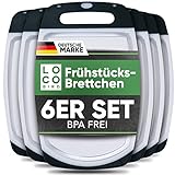 Loco Bird Frühstücksbrettchen Spülmaschinenfest - Brettchen 25x16cm, Schneidebrett Kunststoff BPA freie, Hygienisches Brotzeitbrett für die Küche, Vielseitiges Schneidbrett Set, Cutting Board in weiß