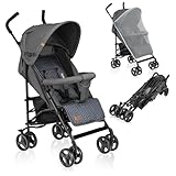 LIONELO Elia Buggy Klein Zusammenklappbar Kinderwagen Bis 15 Kg, Rücken Und Fußstützenverstellung Hinterradbremse, Moskitonetz, Einkaufskorb