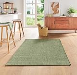 Taracarpet Teppich Flacher Kurzflorteppich für Wohnzimmer, Schlafzimmer und Kinderzimmer auch als Küchenteppich für die Küche in Sisal Optik grün 120x160 cm
