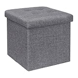 Bonlife Sitzhocker mit Stauraum Sitzbank Faltbar Truhe Aufbewahrungsbox Pouf Hocker Bett Organizer Sitzwürfel aus PVC 32 X 32 X 32 cm (Grau-1)