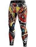 LAFROI Herren Schnelltrocknende Kompressions-Leggings-YSK08 (Lion Dance,XL)