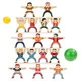 Wisplye Stapeln Spielzeug, Holz Blöcke Balancing Spiele mit 2 Bällen und 4 Balancierbrettern, Pädagogisches Spielzeug Für 3 4 5 6 Jahre Kinder Jungen Mädchen (16pcs Hercules)