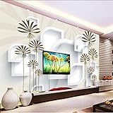 Einfacher Weißer Abstrakter Geometrischer Rahmen Blattgoldbaum 3D Tapeten Büro Wohnzimmer Sofa Schlafzimmer Tv Hintergrund Wand Dekoration-300cm×210cm
