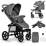 LIONELO Annet Plus Buggy bis 22 kg mit Liegefunktion, Kinderwagen klein zusammenklappbar mit Zubehör, Eva-Schaum-Räder, Moskitonetz, Fußdecke Getränkehalter, Korb