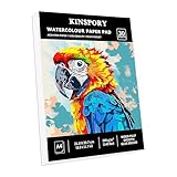 KINSPORY Aquarellpapier A4 mit 30 Blatt - 300gsm Aquarellblock, kaltgepresstes Textur-Aquarellpapier, Skizzenbuch, Wasserfarben Papier für Malerei, Zeichnung, Skizzen und Mischtechnik - 21 x 29,7 cm