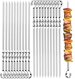 20 Stück Edelstahl Grillspieße,Lange Grillspieße Kebab Spieße,30cm Grillspieße edelstahl,Wiederverwendbare Edelstahl Schaschlikspieße,BBQ Grillspieß für Grillpartys Freien und im Gar