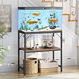 MAHANCRIS Aquariumständer, 20 L Aquarium Unterschrank, Aquariumregal, 2-stöckiger Aquarium Tisch, Fischtankständer mit Ablage, 204 kg belastbar, 61 x 30 x 62 cm, Vintagebraun und Schwarz AFTHR2001