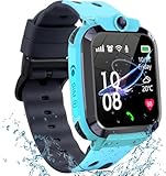 Smartwatch Kinder mit GPS und Telefon, Wasserdicht Kinderuhr mit Anruffunktion SOS Voice Chat Schulmodus Spiel Wecker Touchscreen, IP68 GPS Uhr Kinder Smartwatch, Geschenk für Mädchen und Jungen