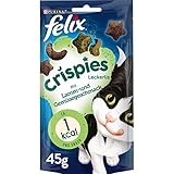 FELIX Crispies Katzensnack, Knusper-Leckerlie mit Lamm- und Gemüsegeschmack, 8er Pack (8 x 45g)