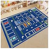 Kinder-Auto-Teppich, Verkehrspark, Stadt, Spielzeug für pädagogischer Spaßbereich, Parkplatz-Teppich, weich, gemütlich, reduziert Lärm, rutschfester Teppich für Jungen und Mädchen, Spielzimmer und