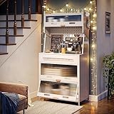 NETEL Halboffen Küchenschrank mit Arbeitsplatte und Schubladen, Bäckerregal Küche, Mikrowellenschrank,Küchenregal Stehend mit Türen, Küchenbuffet Buffetschrank, Kaffeeschrank, Weiß, 80x42x168cm