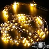 Cozymeow Lichterschweif 2M 200 LED Weihnachtsbeleuchtung mit Strom, Timer, Lichterstrang 8 Modi Wasserfall Lichterkette Wasserdicht Lichterbündel für Weihnachten Baum Außen Innen Deko - Warmweiß