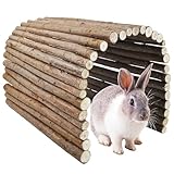 MUYG Holzbrücke für Kaninchen, Extra große Hamsterbrücke aus Holz, Leiter, Häschen, Klettern, Kauspielzeug, Kleintiere, flexible Versteck Rampe, Teiler, Tunnel für Meerschweinchen, Chinchilla,