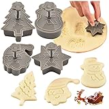 Weihnachts Ausstechformen 4 Stück, Keksausstecher Weihnachten Plätzchen Ausstecher Gebäckausstecher Keks Stempel Formen Weihnachtsausstecher Set für Weihnachten (grey-a, One Size)
