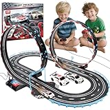 Charmofun Autorennbahn Elektrisches Slot Car für Kinder, 1:43 Autobahn Rennstrecke Auto Spielzeug 2 Slot Cars Zubehör Elektrische Rennbahn, Elektrisches Rennwagenset Geschenke für Mädchen Jungen 6-12