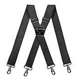 RIONA Herren Hosenträger Breit 3.8 cm mit 4 Karabinerhaken Lang Einheitsgröße für Männer und Damen Einstellbar und Elastisch X-Back Heavy Duty