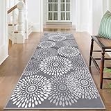 StepRite Läuferteppich, 60 x 182 cm, waschbare Teppiche, Flurläufer, Küchenläufer, Teppich, rutschfest, weicher Läufer mit Gummi-Rückseite, für Küche, Flur, Waschküche, Schlafzimmer, Wohnzimmer (Grau)
