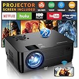 Beamer, 5G WiFi Bluetooth Native 1080P Beamer [Projector Screen Included], Roconia 12000LM Full HD Movie Projektor, 300 '' Display Unterstützung 4K Video, Kompatibel mit Smartphone/Laptop/TV Stick