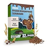 mucki Protein Knuspermüsli mit Schokolade 360g Single Pack – Hochwertiges Protein Müsli ohne Zucker – Proteinreiches Schokomüsli mit 32% Proteingehalt, Haferflocken, Sojacrispies und Ballaststoffen