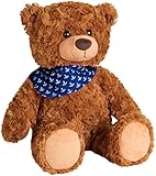 BRUBAKER Teddy Plüschbär mit Anker Halstuch Blau - 42 cm - Vintage Teddybär Plüschteddy Kuscheltier - Schmusetier mit besonders weichem Fell - Stofftier Braun