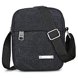 Peukerty Herren Schultertasche Messenger Bags Kleine Canvas Body Bag Casual Reise Telefon Tasche Handtasche mit mehreren Taschen für Schule Arbeit Wandern (Schwarz), Schwarz , One Size
