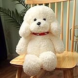 CILUA 25cm-55cm Teddy Hund Puppe Plüschtier sitzend Pudel Puppe niedlich Kinder Mädchen Plüsch Kissen Raumdekoration weiß 32cm