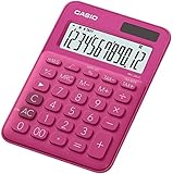 CASIO Tischrechner MS-20UC-RD, 12-stellig, in Trendfarben, Steuerberechnung, Zeitumrechnung, Solar-/Batteriebetrieb, 2.3 x 10.5 x 14.95 cm