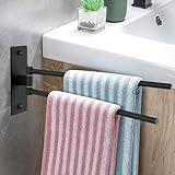 Handtuchhalter Ohne Bohren Schwarz Matt 180° Schwenkbar Handtuchstange Selbstklebend Handtuchhalter 304 Edelstahl Badetuchhalter Doppelter Habdtuchhalterung mit 2 Schwenkstangen