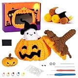 Tongyanji Halloween-Kürbis-Häkelzubehör für Anfänger, Häkel-Hobbyisten mit Schritt-für-Schritt-Anleitung (evtl. nicht in deutscher Sprache), Garne, Häkelnadel
