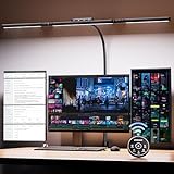 EYOCEAN Schreibtischlampe, Schreibtischlampe mit 3 Lichtquellen, 24W 100cm Tageslichtlampe Schreibtisch mit Fernbedienung, Dimmbare Monitor Lampe, Schwanenhals Büro Tischlampe