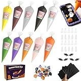 EIGTWEN Halloween Cream Glue-Set, Geeignet für DIY-Handyhüllen-Set, DIY-Handarbeiten, enthält 10 Stück Cremeleim, 24 Halloween-Dekorationen, 6 Kühlschrankmagnete und Spritzdüsen