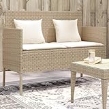 IKAYAA Gartenbank mit Stauraum Balkon Sofa Rattan Sofa 2 Sitzer Kleines Gartensofa Lounge Sofa Outdoor Balkonmöbel Rattansofa Polyrattan Sitzbank Balkon Lounge Balkon Möbel Gartenmöbel